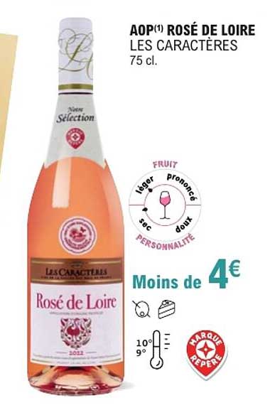 AOP(1) ROSÉ DE LOIRE LES CARACTÈRES 75 cl.