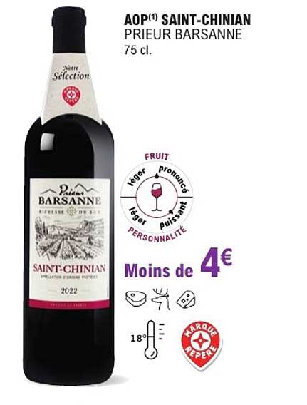 AOP(1) SAINT-CHINIAN PRIEUR BARSANNE 75 cl.