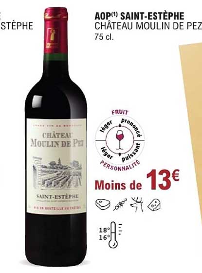 AOP(1) SAINT-ESTÈPHE CHÂTEAU MOULIN DE PEZ 75 cl.