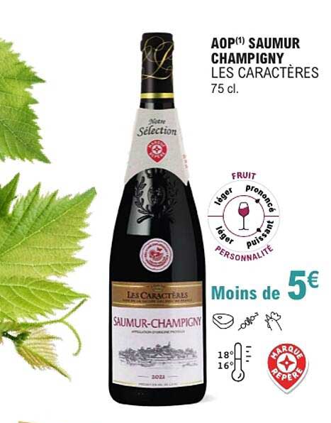 AOP(1) SAUMUR CHAMPIGNY LES CARACTERES 75 cl.