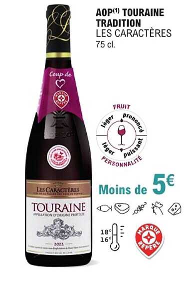 AOP¹ TOURAINE TRADITION LES CARACTÈRES 75 cl.