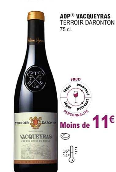 AOP(1) VACQUEYRAS TERROIR DARONTON 75 cl.