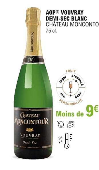 AOP(1) VOUVRAY DEMI-SEC BLANC CHÂTEAU MONCONTOUR 75 cl.