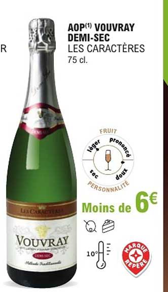 AOP(1) VOUVRAY DEMI-SEC LES CARACTÈRES 75 cl.