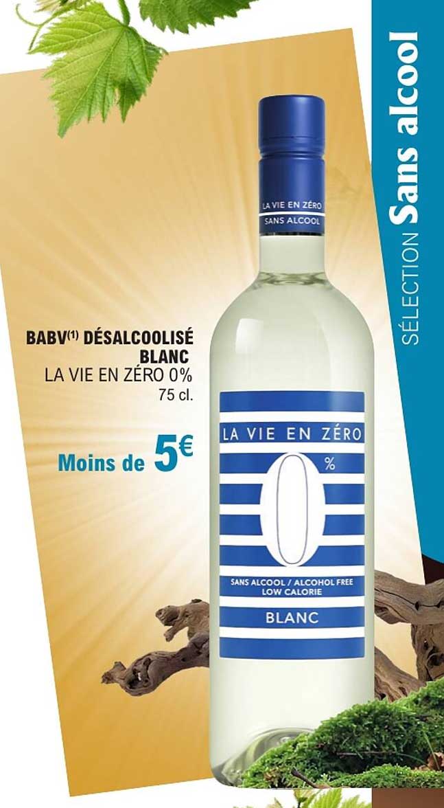 BABV(1) DÉSALCOOLISÉ BLANC LA VIE EN ZÉRO 0% 75 cl.