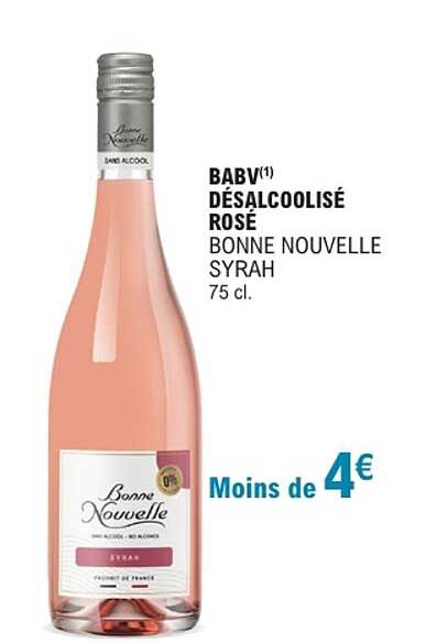 BABV(1) DÉSALCOOLISÉ ROSÉ BONNE NOUVELLE SYRAH 75 cl.