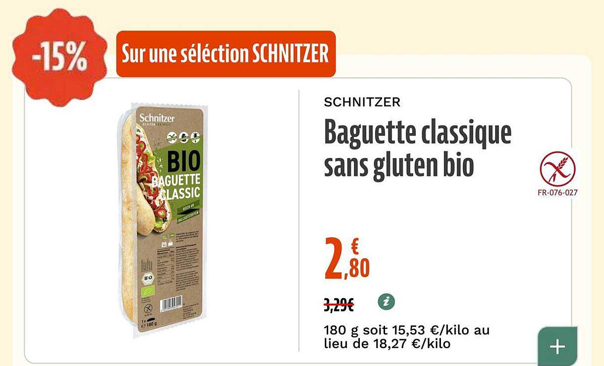 Baguette classique sans gluten bio