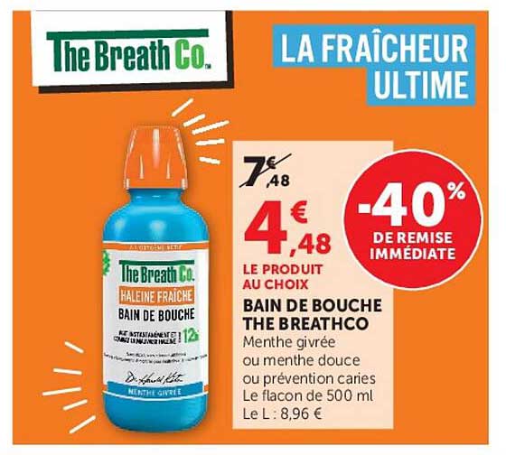 BAIN DE BOUCHE THE BREATHCO Menthe givrée ou menthe douce ou prévention caries