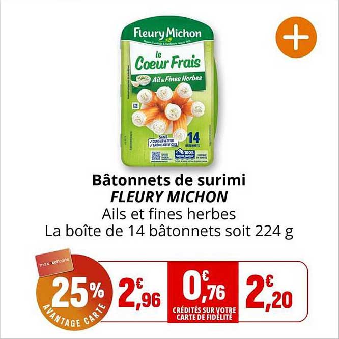 Bâtonnets de surimi FLEURY MICHON Ails et fines herbes