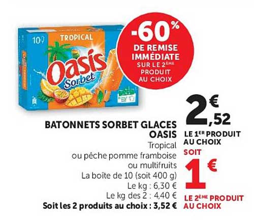 BATONNETS SORBET GLACES OASIS