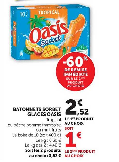 BATONNETS SORBET GLACES OASIS