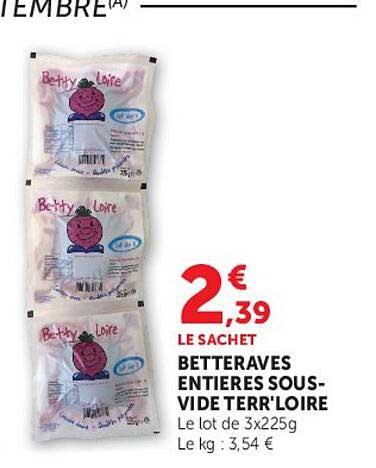 BETTERAVES ENTIÈRES SOUS-VIDE TERRE'LOIRE