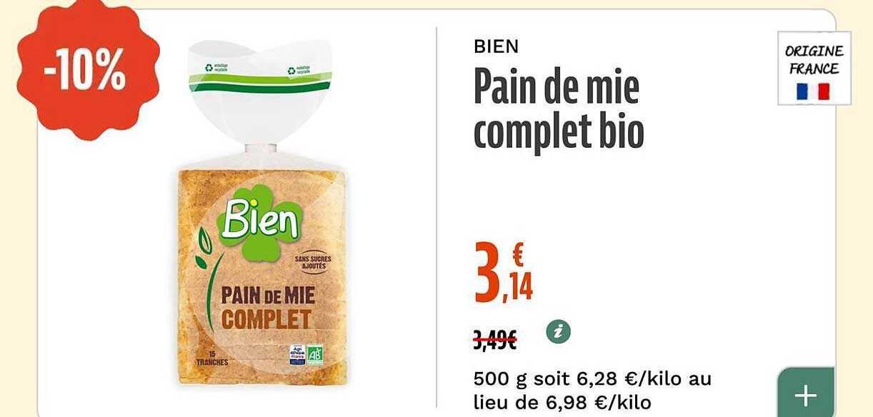 BIEN Pain de mie complet bio