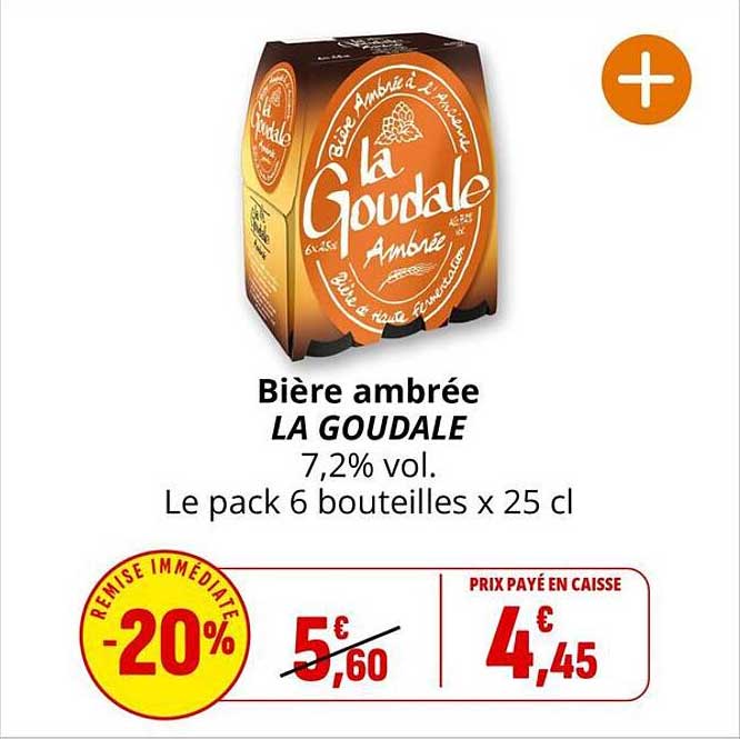 Bière ambrée LA GOUDALE 7,2% vol. Le pack 6 bouteilles x 25 cl