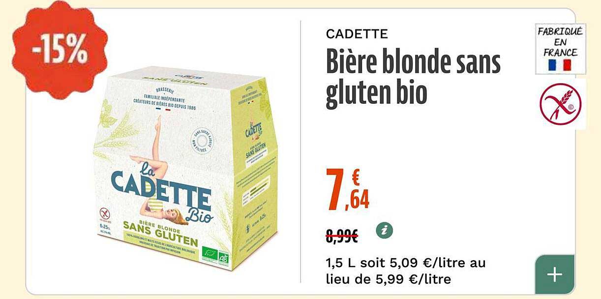 Bière blonde sans gluten bio