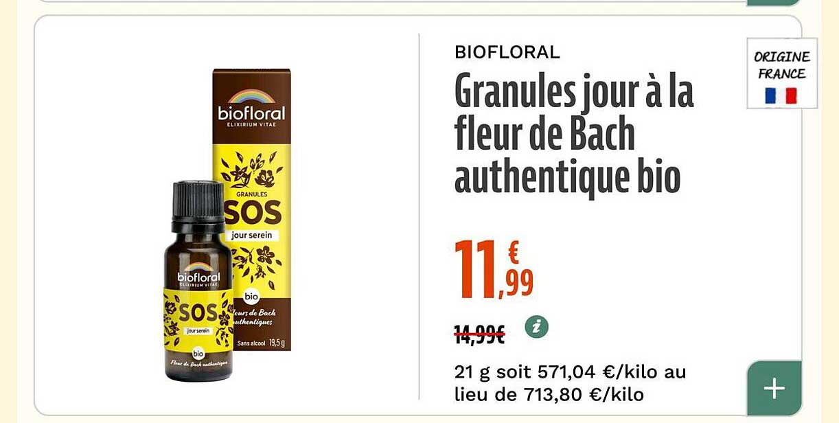 BIOFLORAL Granules jour à la fleur de Bach authentique bio