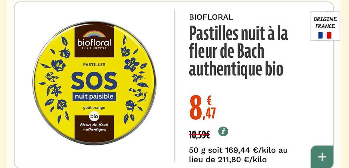 BIOFLORAL Pastilles nuit à la fleur de Bach authentique bio