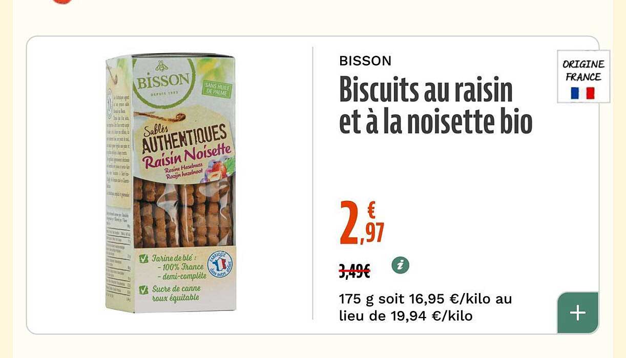 Biscuits au raisin et à la noisette bio
