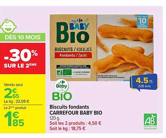 Biscuits fondants CARREFOUR BABY BIO