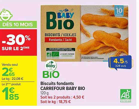 Biscuits fondants CARREFOUR BABY BIO