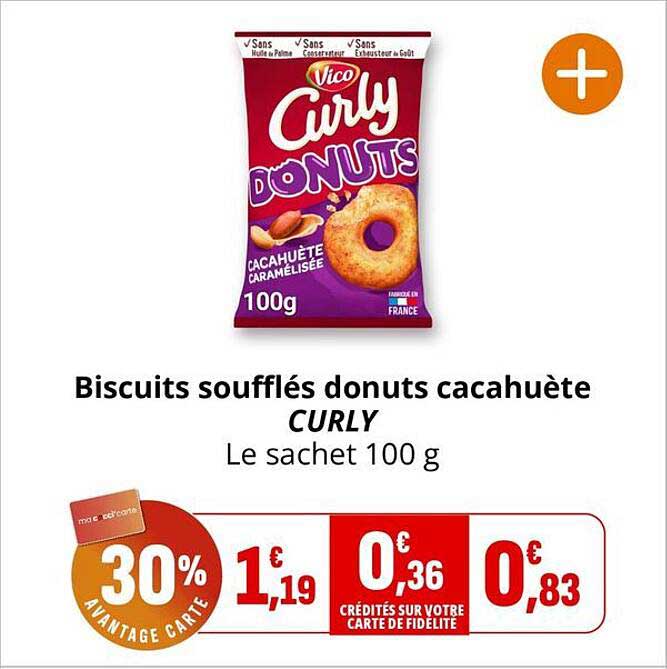 Biscuits soufflés donuts cacahuète CURLY Le sachet 100 g