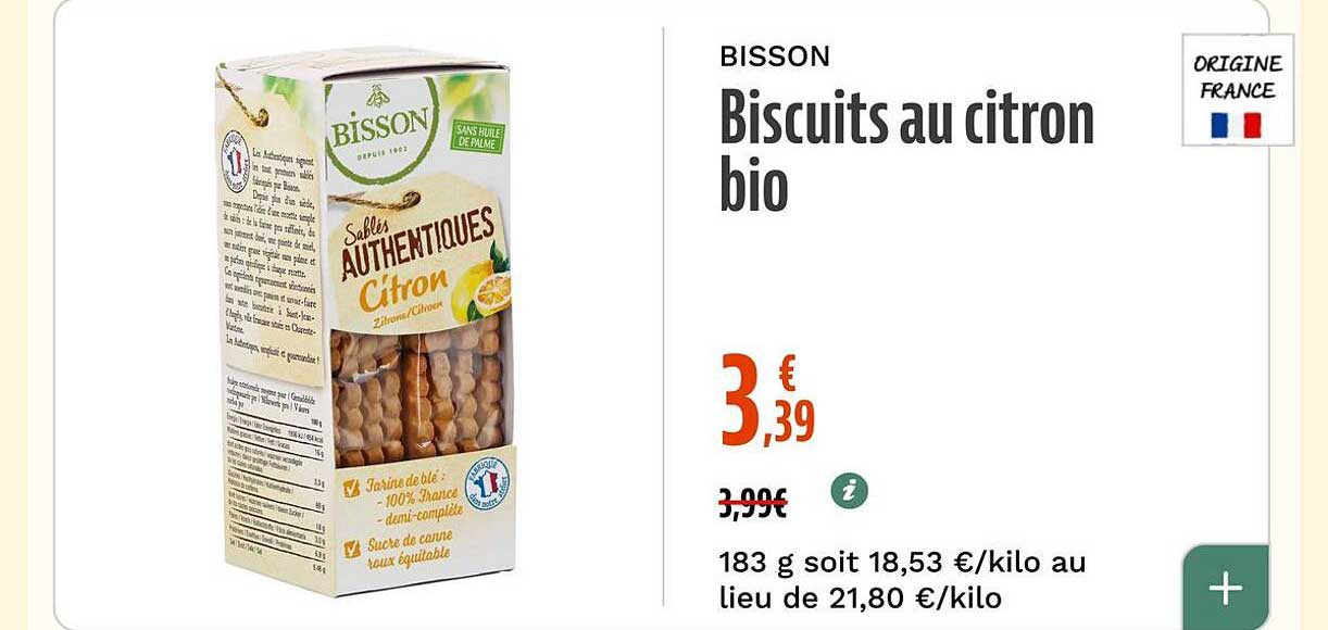 BISSON Biscuits au citron bio