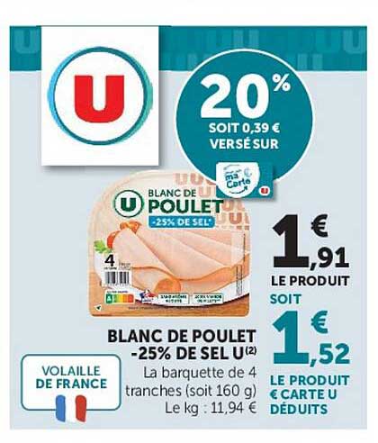 BLANC DE POULET -25% DE SEL U