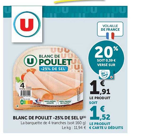 BLANC DE POULET -25% DE SEL U