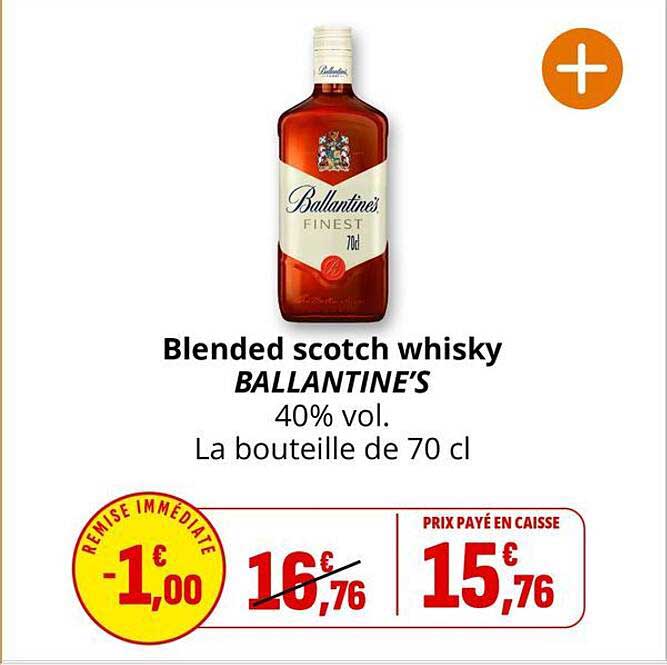 Blended scotch whisky BALLANTINE’S 40% vol. La bouteille de 70 cl