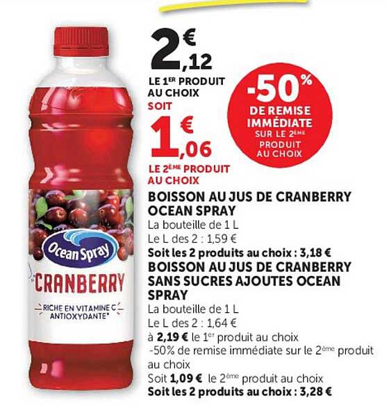 BOISSON AU JUS DE CRANBERRY OCEAN SPRAY