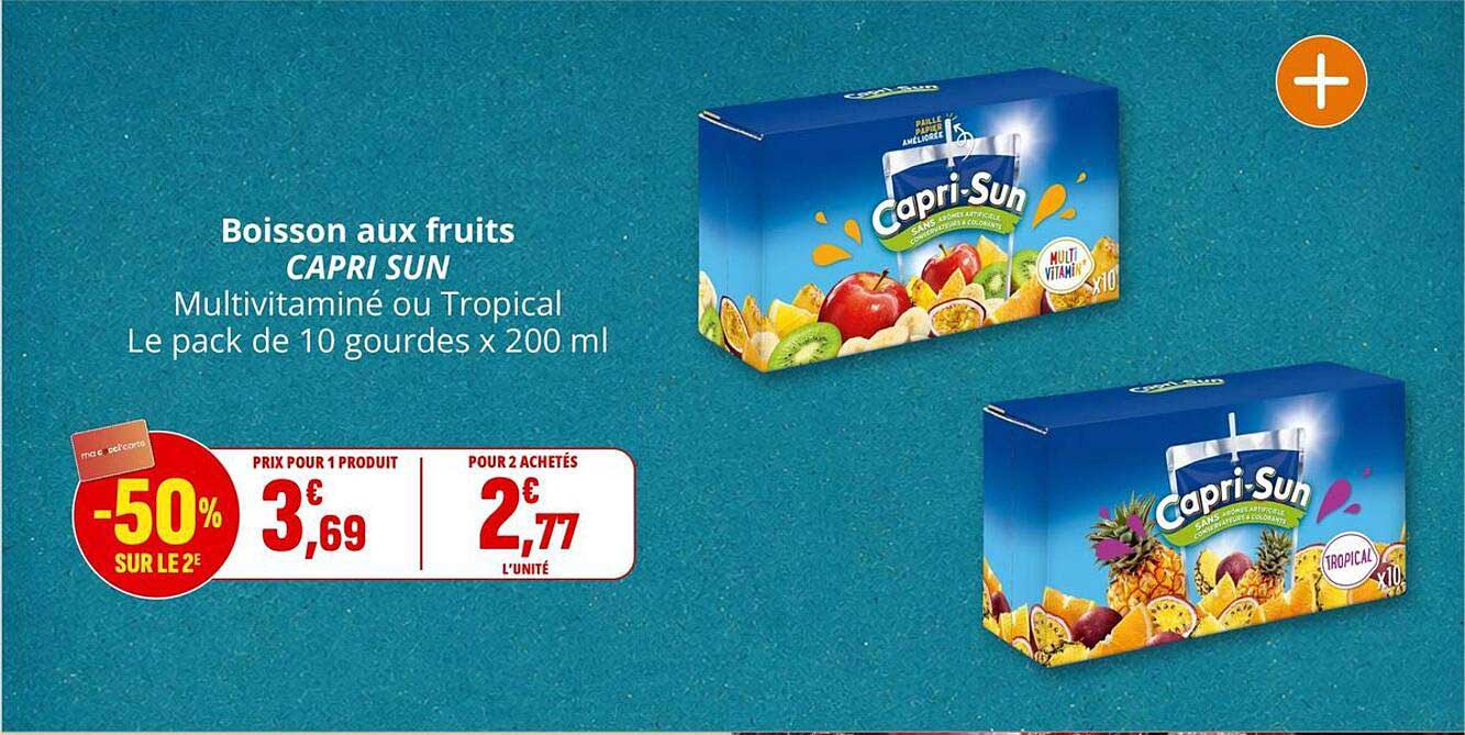 Boisson aux fruits CAPRI SUN Multivitaminé ou Tropical Le pack de 10 gourdes x 200 ml