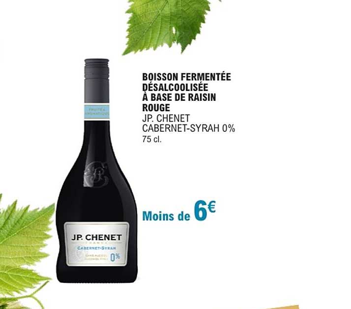 BOISSON FERMENTÉE DÉSALCOOLISÉE À BASE DE RAISIN ROUGE JP. CHENET CABERNET-SYRAH 0% 75 cl.