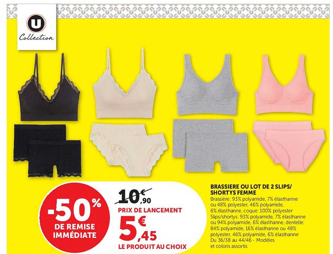 BRASSIERE OU LOT DE 2 SLIPS/SHORTYS FEMME