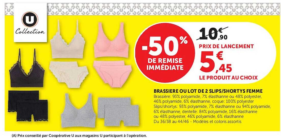 BRASSIERE OU LOT DE 2 SLIPS/SHORTYS FEMME