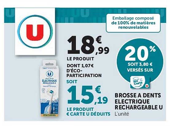 BROSSE A DENTS ELECTRIQUE RECHARGEABLE U