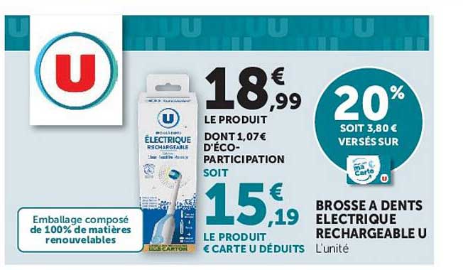 BROSSE A DENTS ELECTRIQUE RECHARGEABLE U