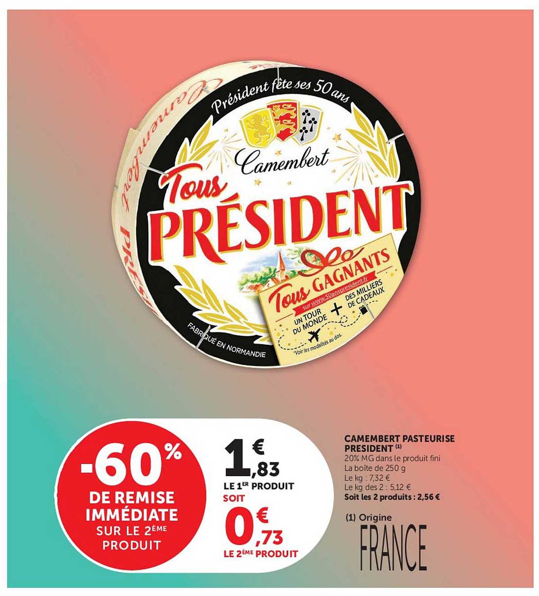 Camembert pasteurisé Président