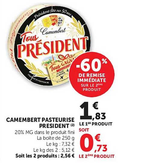 CAMEMBERT PASTEURISÉ PRESIDENT