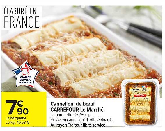 Cannelloni de bœuf CARREFOUR Le Marché