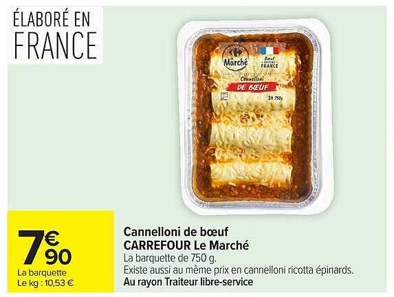 Cannelloni de boeuf CARREFOUR Le Marché