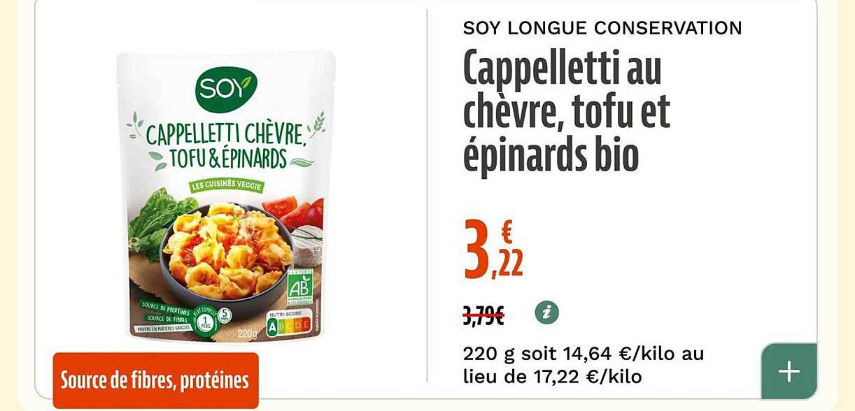Cappelletti au chèvre, tofu et épinards bio