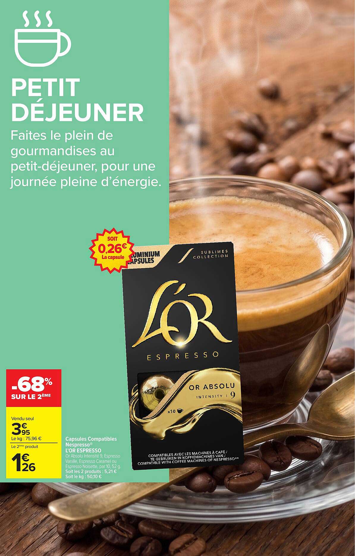 Capsules Compatibles Nespresso® L'OR ESPRESSO Or Absolu Intensité 9 Espresso