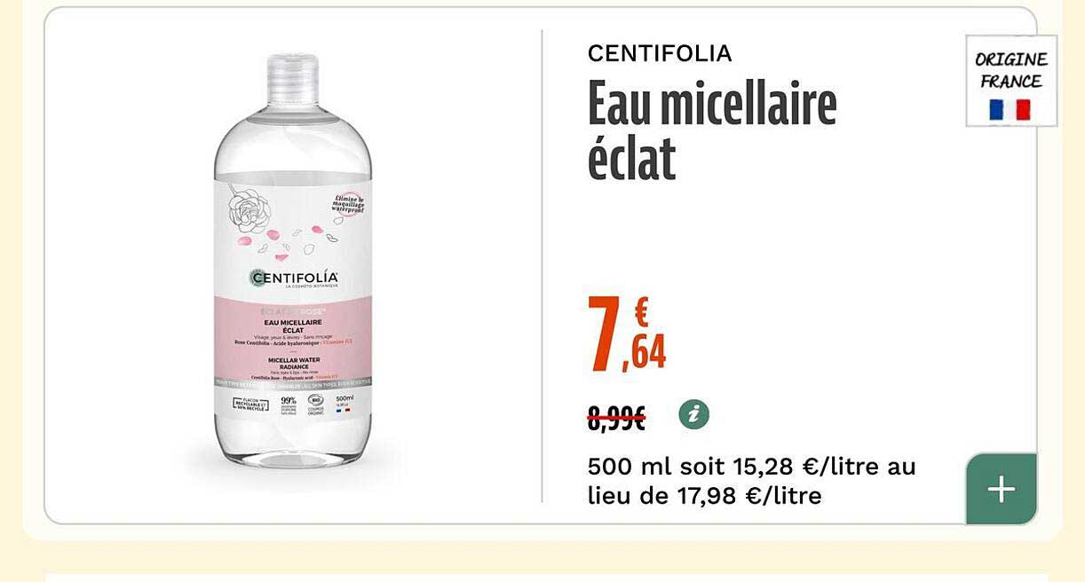CENTIFOLIA Eau micellaire éclat