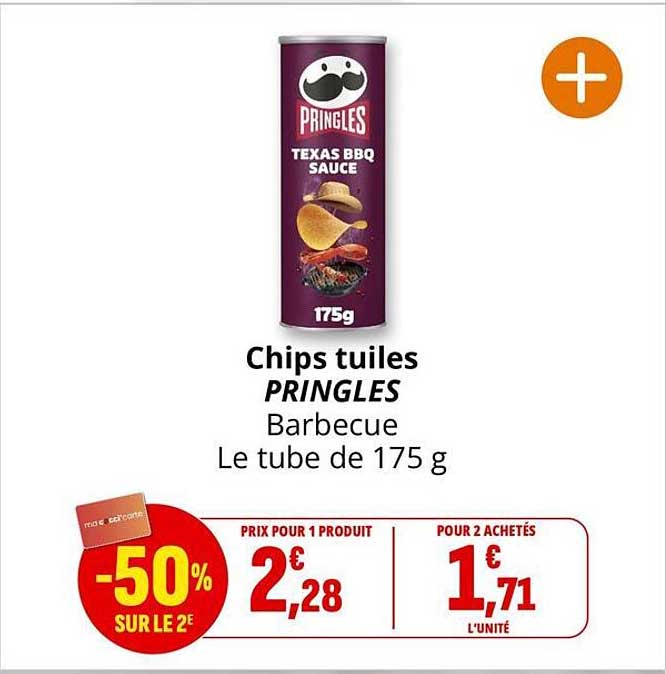 Chips tuiles PRINGLES Barbecue Le tube de 175 g