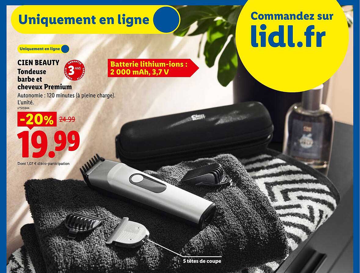CIEN BEAUTY Tondeuse barbe et cheveux Premium