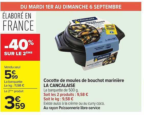 Cocotte de moules de bouchot marinière LA CANCALAISE