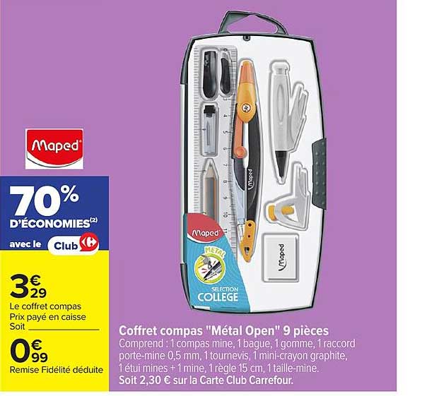 Coffret compas "Métal Open" 9 pièces