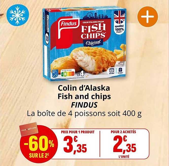 Colin d'Alaska Fish and chips FINDUS