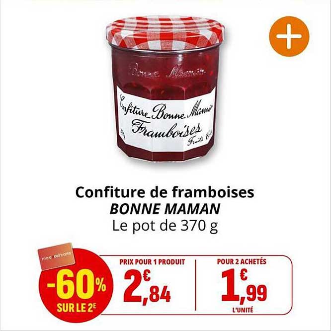 Confiture de framboises BONNE MAMAN Le pot de 370 g