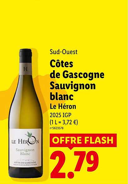 Côtes de Gascogne Sauvignon blanc Le Héron 2025 IGP
